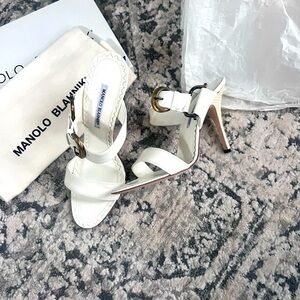 Manolo sandals size 41/11 in white.Perfect condition-comes with box and dust bag